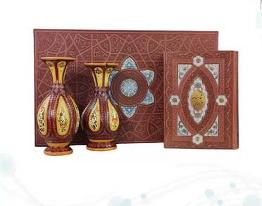 کلیات شاهنامه وزیری چرم با 2 گلدان چرم